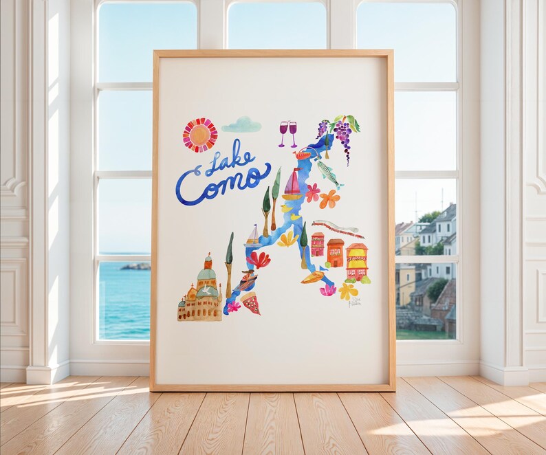 Etsy's Pick Lake Como Wall Art, Wedding Gift, Art Print, Italy Poster, Amalfi Coast, Summer Bucket List, Honeymoon Destination Vacation Art image 2