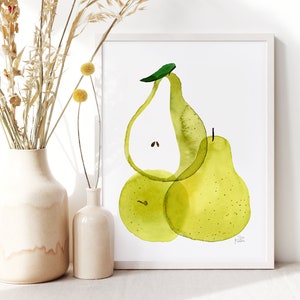 Etsy's Pick Pears Kitchen Art Print, Kitchen Wall Art, Nursery Home Decor, Bakers Decor, Spring, Summer Decor, Fruit Print, New Mom Gifts image 1