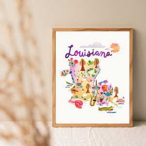 Etsy's Pick Louisiana State Map Art Print, Mardi Gras, Map Aesthetic, Wedding Gift, Military Gifts, Travel Wall Decor, Summer Bucket List image 6