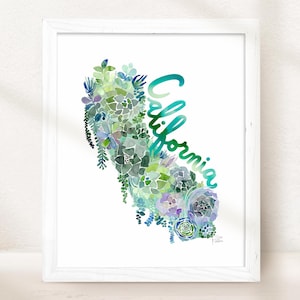 California Succulents By Sara Franklin, Wall Art Watercolor Print Gardening Gift for Her Mother In Law Birthday Present Plants Poster Garden