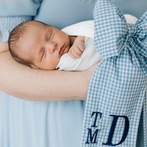 Personalized Swaddle Bow for Newborn Photography Keepsake – Monogrammed Baby Gift