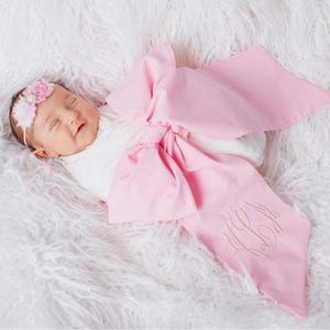 Personalized Swaddle Bow for Newborn Photography Keepsake – Monogrammed Baby Gift