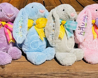 Monogram Easter Bunnies, Personalized Stuffed Easter Bunny, Plush Rabbit, Stuffed Animal, Embroidery, Easter Basket, Baby, Children, Gift