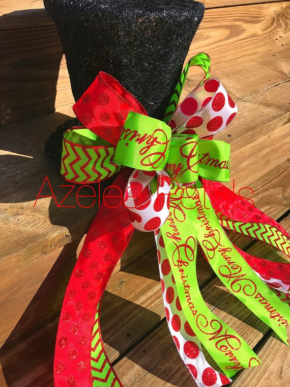 Christmas Top Hat Tree Topper Candy Red 