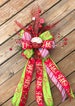 Present Christmas Tree Topper, Cupcake Candy Cane and Lime Green Bow, Chevron Decoration, Holiday Decor Christmas Wreath, Home Decor Holiday 