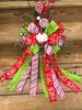 Present Christmas Tree Topper, Cupcake Candy Cane and Lime Green Bow, Chevron Decoration, Holiday Decor Christmas Wreath, Home Decor Holiday 