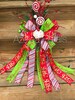 Present Christmas Tree Topper, Cupcake Candy Cane and Lime Green Bow, Chevron Decoration, Holiday Decor Christmas Wreath, Home Decor Holiday