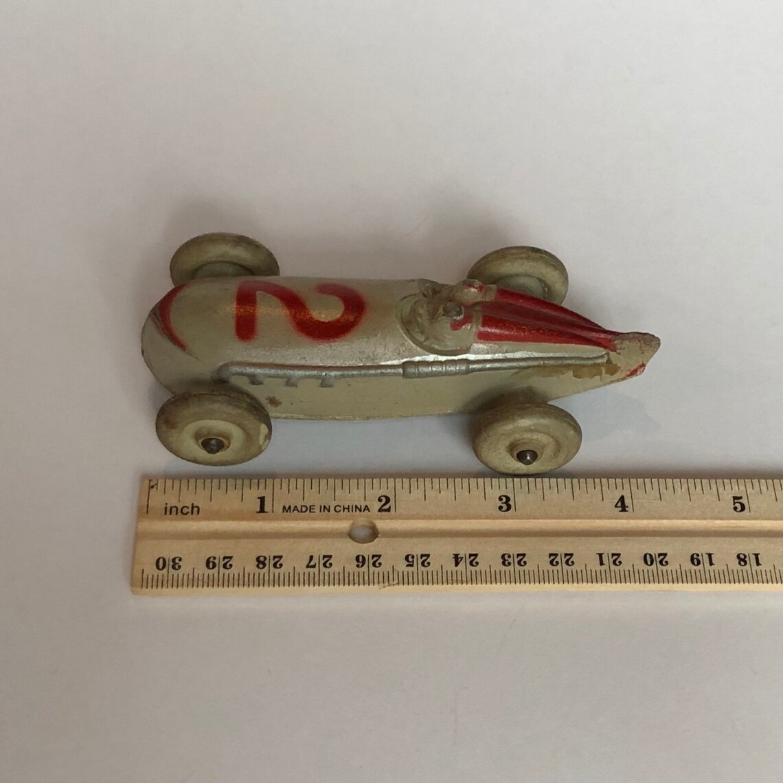 Vintage 1940s 4 1/2 Sun Rubber Toy Race Car 2 Red and Etsy UK