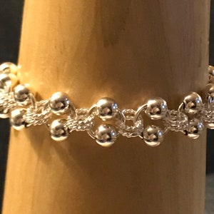 Silver and gold Chrysanthemum Flower Chainmaille Bracelet