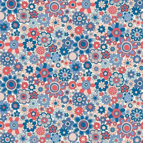 Liberty Fabrics - The Carnaby Collection Retro Indigo Paradise Petals A - 1/2 yard