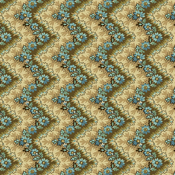 Rose Stripe in Peacock from the Rochester Collection by Di Ford-Hall for Andover Fabrics -- 1/2 Yard