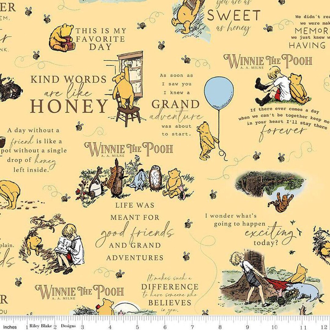 Winnie the Pooh Main in Sunshine by Echo Park Paper Co. for Riley Blake ...
