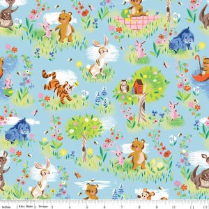 100 Aker Woods Main in Sky from 100 Aker Woods by Jill Howarth for Riley Blake Designs - 1/2 yard