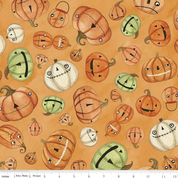 Halloween Whimsy Orange Pumpkins by Teresa Kogut for Riley Blake Designs - 1/2 yard