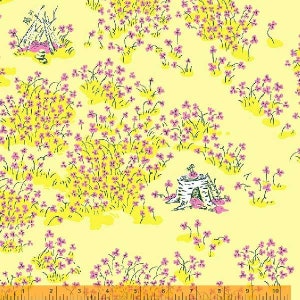 Fairy House in Yellow from the Lucky Rabbit Collection by Heather Ross for Windham Fabrics - 1/2 Yard