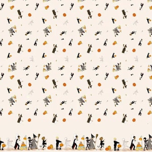 Belle and Boo Organic Halloween Parade Double Border -- Extra Wide -- 1/4 Yard