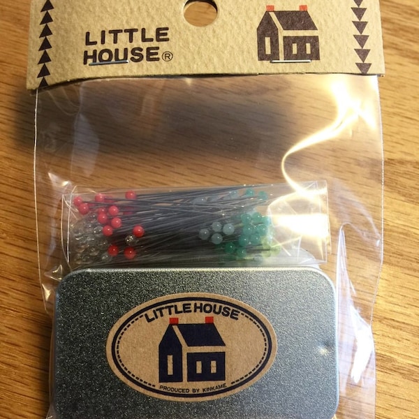 Little House Glass Head Sewing Pins with Storage Tin