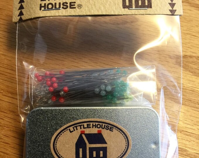 thumbnail interactive-video image 1 of Notions - Little House Japanese Glass Head Pins In Glass Bottle 1 of 10