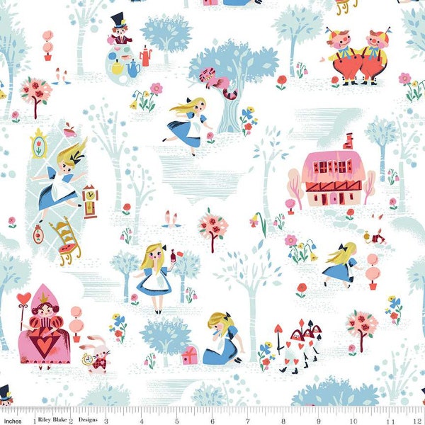 Down the Rabbit Hole Main in White by Jill Howarth for Riley Blake Designs - 1/2 yard