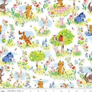100 Aker Woods Main in White from 100 Aker Woods by Jill Howarth for Riley Blake Designs - 1/2 yard
