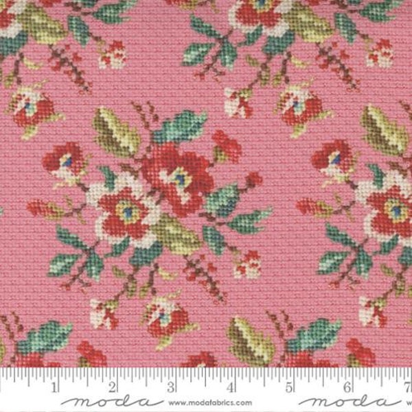 Pink Needlepoint Floral from Leather & Lace and Amazing Grace by Cathe Holden for Moda   - 1/2 Yard