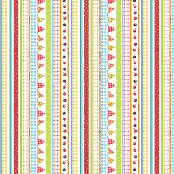 White Gingham Stripe from the Picnic by the Lake Collection by Michael Miller Fabrics -- 1/2 yard