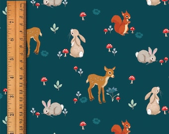Belle and Boo Forest Friends Teal -- Extra Wide -- 1/4 Yard