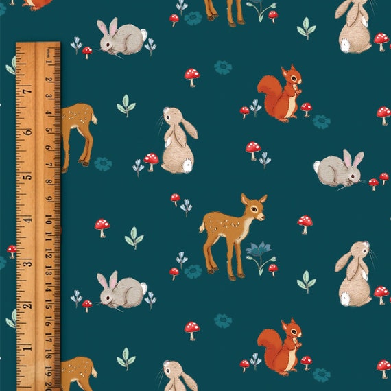 Forest Friends Rabbits on Teal Forest Friends Rabbits on Teal