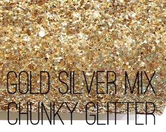 Gold Silver Mix Chunky Glitter Fabric