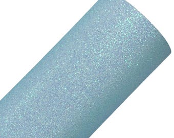 Cuero sintético con purpurina fina azul princesa
