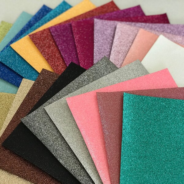 Bulk Variety Pack Fine Glitter Sheets | 23 Colours | 0.6 mm Fine Grade | 20X22cm Fine Glitter Sheets