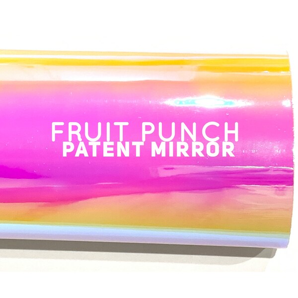 Fruit Punch Magic Patent Mirrored Leatherette 0.9mm Thickness Mirror Holographic Glossy Leather A4 sheet