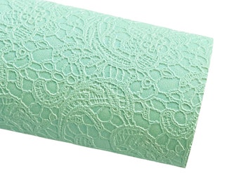 Mint Gelato Lace Embossed Faux Leatherette Sheet