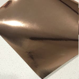 Rose Gold Mirrored Square Leatherette 0.7mm Thickness Mirror Rose Gold Glossy Leather image 1