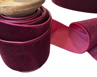 Nastro di velluto - 10 mm, 15 mm, 20 mm, 25 mm, 38 mm e 50 mm - Rosso vino - 5 iarde