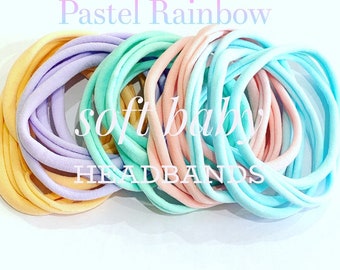 Pastel Headband Mix Nylon Elastic Headbands 6mm 26cm Super Stretchy Baby Headbands
