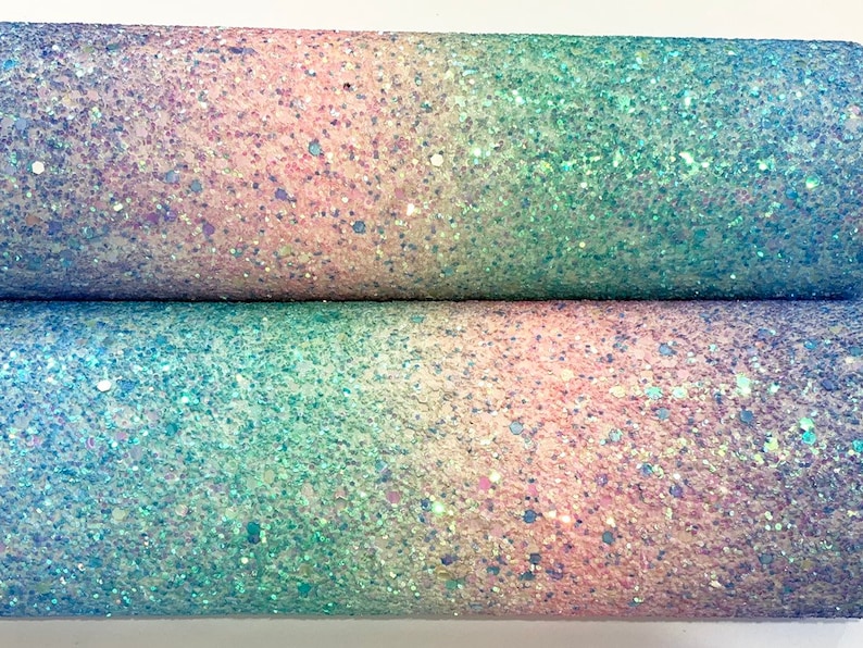 Unicorn Rainbow Chunky Glitter PU Leather Fabric