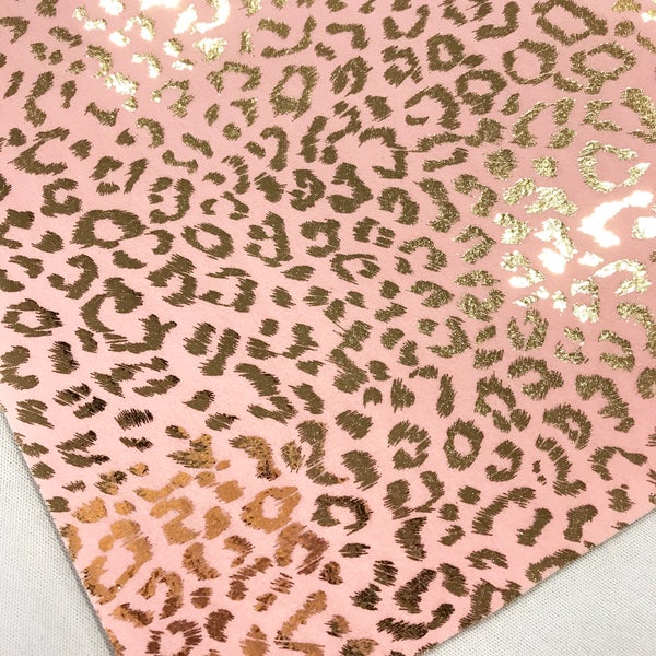 Velour Leopard Print Fabric - Peach and Gold Metallic