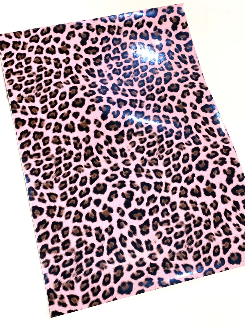 leopard tiger print vinyl leatherette a4 sheets pink etsy