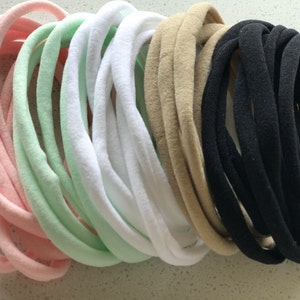25 Super Soft THIN Nylon Headbands 6mm 26cm Stretch Elastic Baby Headbands Wholesale Bulk Nylon Headbands | 5 COLOR VARIETY | Aussie Seller