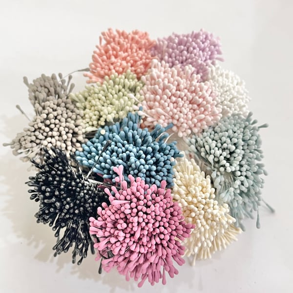 1.5mm Cotten Stem Artificial Flower Stamens - Choice of 8 Colours