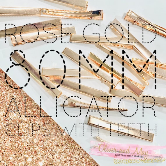Rose Gold Alligator Hair Clips 80mm x 10mm Width by Oliver and May