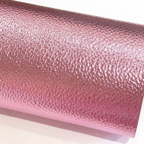 Metallic Rose Pink Leatherette Sheet  A4 -  8X11 or A4 sheet - Lighter Pink