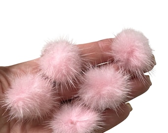 30mm Mink Fur Balls Baby Pink 10 Pack