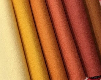 Láminas de fieltro de pura lana merino: Paquete de colores Hojas Caídas (6 láminas)