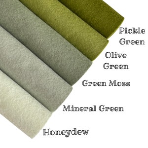 Whimsical Greens Bundle Feltro di pura lana merino - 5 fogli
