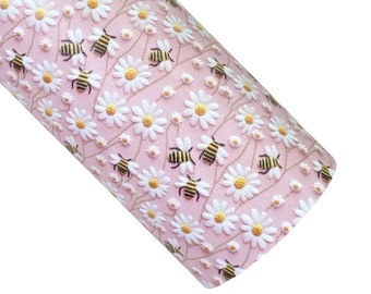 Pink Daisy Bee 3D Printed Faux Leatherette