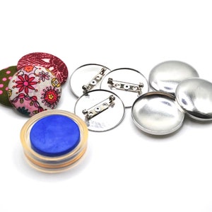 38mm and 45mm Button + Attached Brooch Backs - Made in Melbourne - JACKOBINDI Buttons -