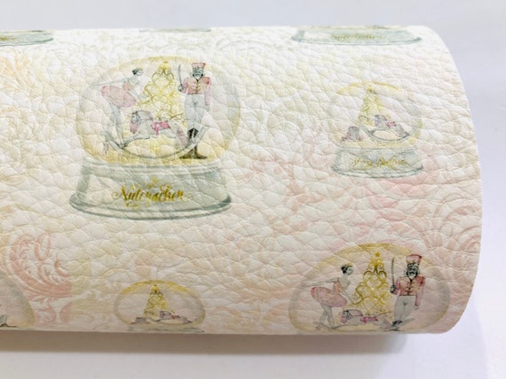 Nutcracker Christmas Snow Globe Custom Leatherette Fabric Sheet Il_570xn