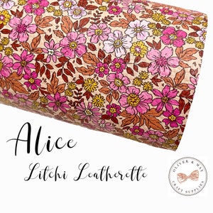 Alice Floral Faux Leatherette - Custom Print ~ Litchi
